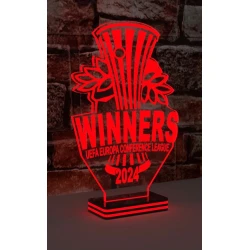 LED Φωτιστικό Χαραγμένο Plexiglass Με Σχέδιο Ολυμπιακός Winners UEFA ON/OFF Plexi