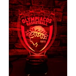 LED Φωτιστικό Plexiglass Με Σχέδιο - Ολυμπιακός Basket 