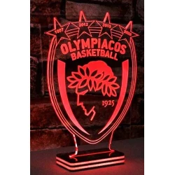 LED Φωτιστικό Plexiglass Με Σχέδιο - Ολυμπιακός Basket 