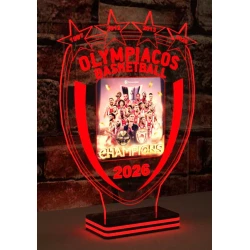 LED Φωτιστικό Plexiglass Με Σχέδιο - Ολυμπιακός Basket 2026