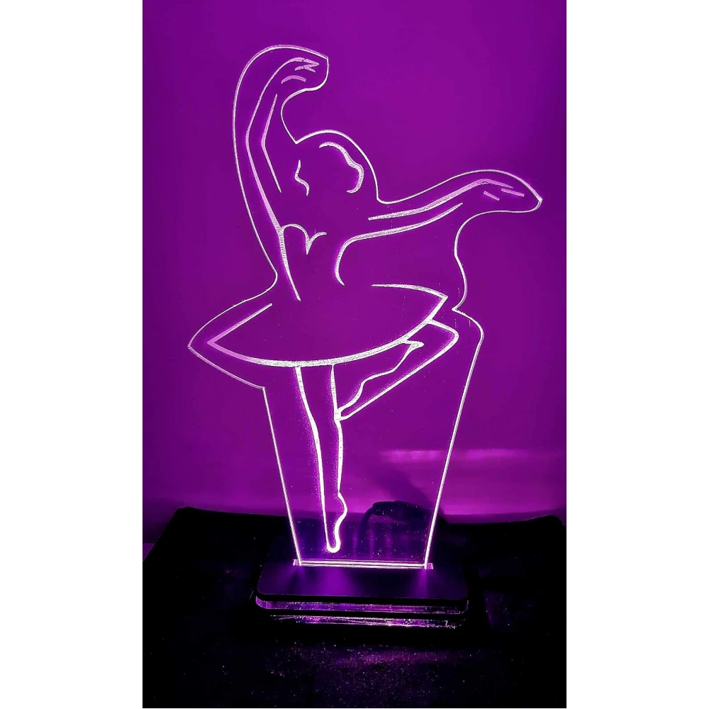 LED Φωτιστικό Χαραγμένο Plexiglass Με Σχέδιο Μπαλαρίνα Με Διακόπτη ON/OFF Plexi