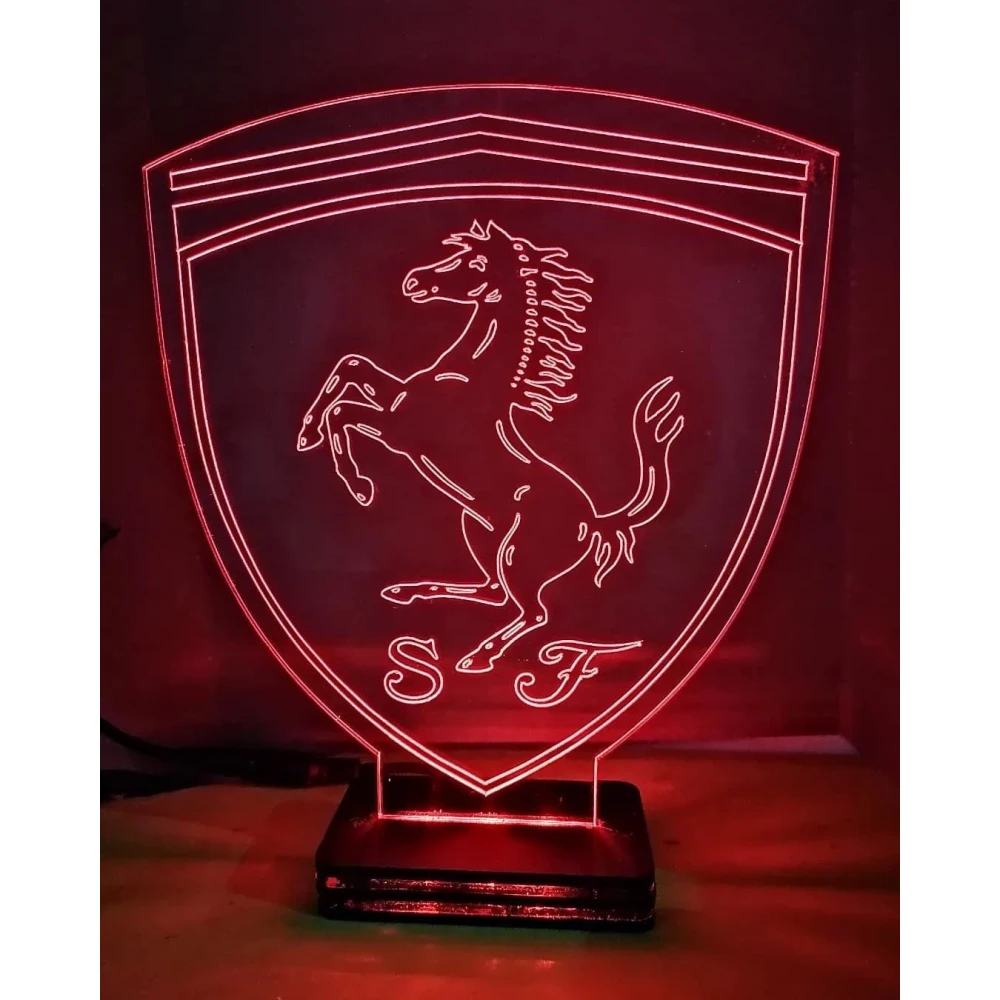 LED Φωτιστικό Χαραγμένο Plexiglass Με Σχέδιο Auto Ferrari Με Διακόπτη ON/OFF AlphaLed