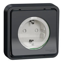 Mureva Styl πρίζα σούκο ασφαλείας χωνευτή με νύχια Ανθρακί IP55 - SCHNEIDER ELECTRIC