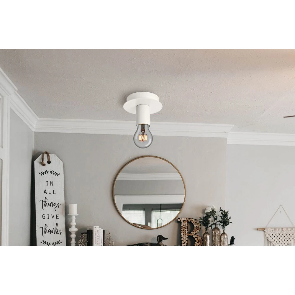 Πλαφονιέρα Μεταλλική Σε Λευκό Ματ Χρώμα ø12cm 1x 60W E27 - Perenz