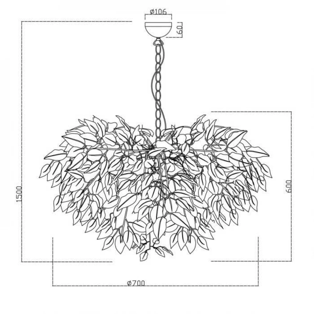 Κρεμαστό Φωτιστικό Πολύφωτο Με Λευκά Φύλλα ø70cm 4x28W E14 LEAVY - RL