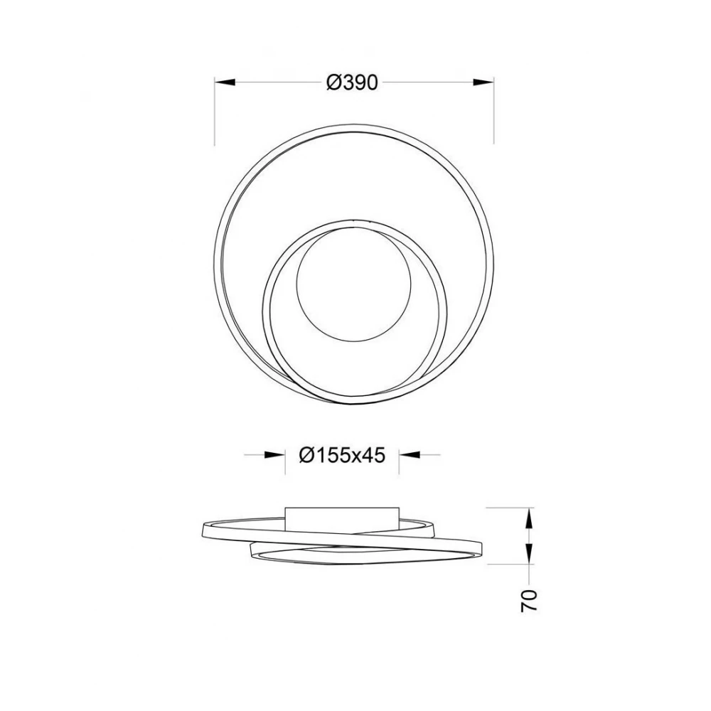 LED Πλαφονιέρα Μεταλλική Γκρι Τιτάνιο ø39cm 22W ZIBAL - RL