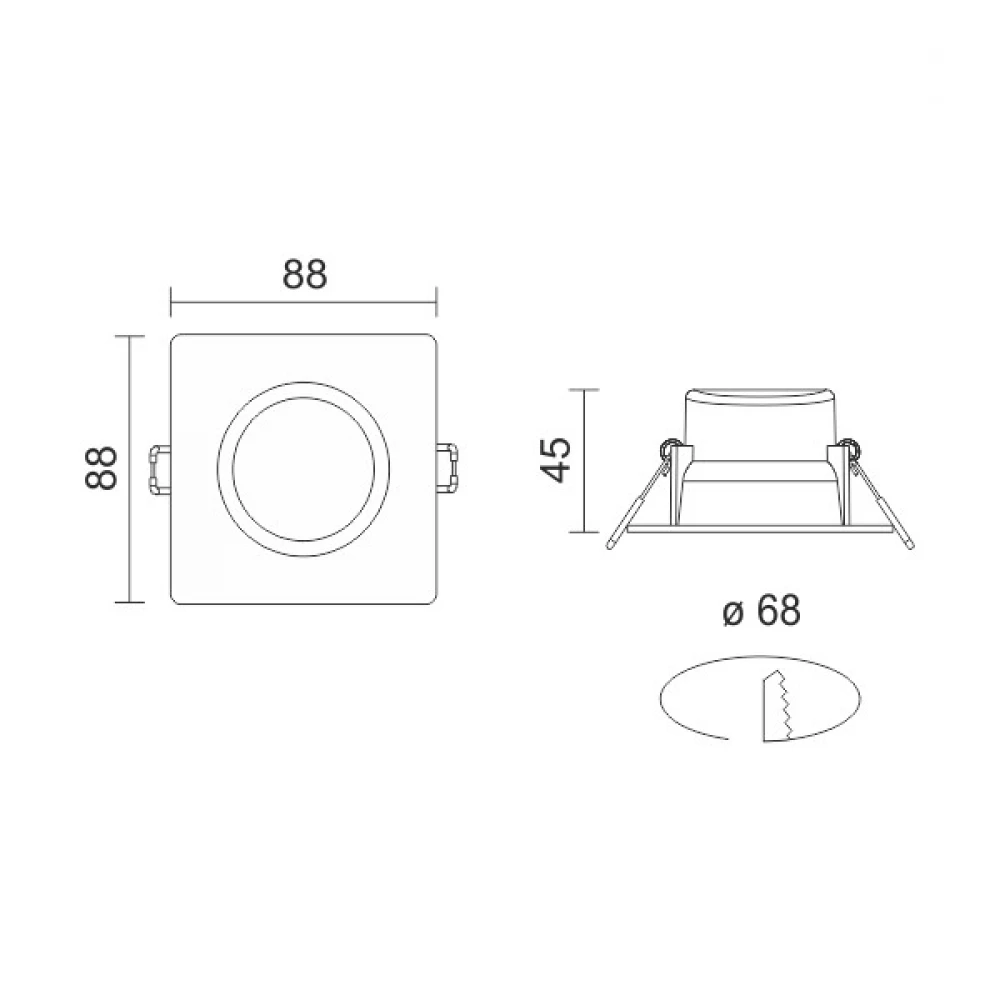 LED Χωνευτό Οροφής Στεγανό Λευκό Τετράγωνο 5W 450lm 120° IP54 Spotlight
