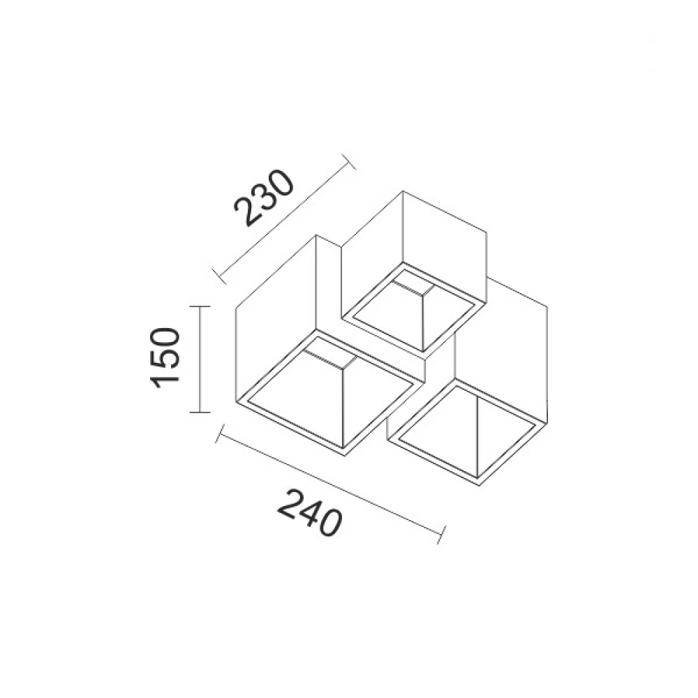 Πλαφονιέρα Γύψινη Τετράγωνη 3x GU10 7W SpotLight