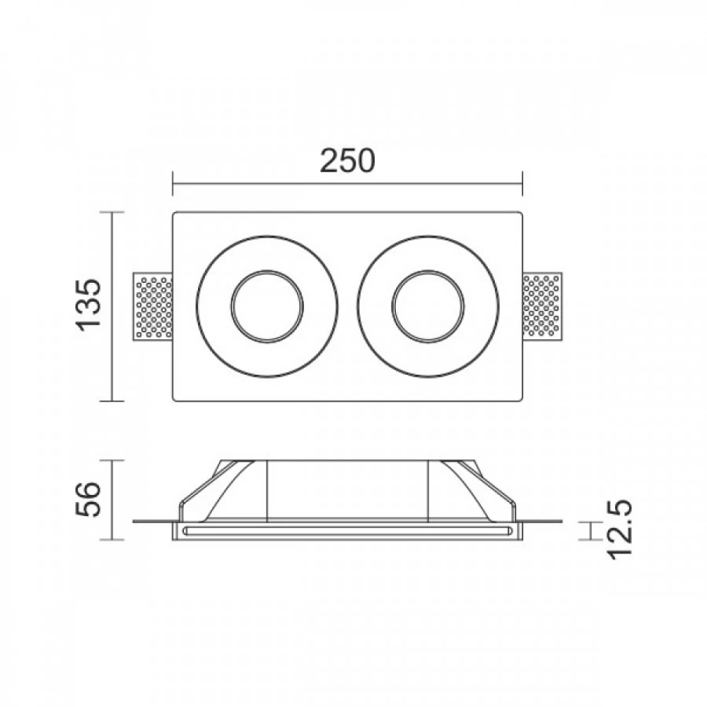 ΧΩΝΕΥΤΟ ΓΥΨΙΝΟ ΟΡΟΦΗΣ ΣΠΟΤ 2xGU10 10W - Spotlight