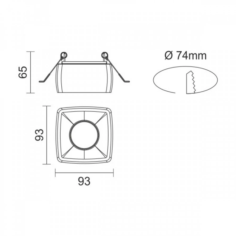 ΧΩΝΕΥΤΟ ΓΥΨΙΝΟ ΟΡΟΦΗΣ ΤΕΤΡΑΓΩΝΟ 1xGU10 10W - Spotlight