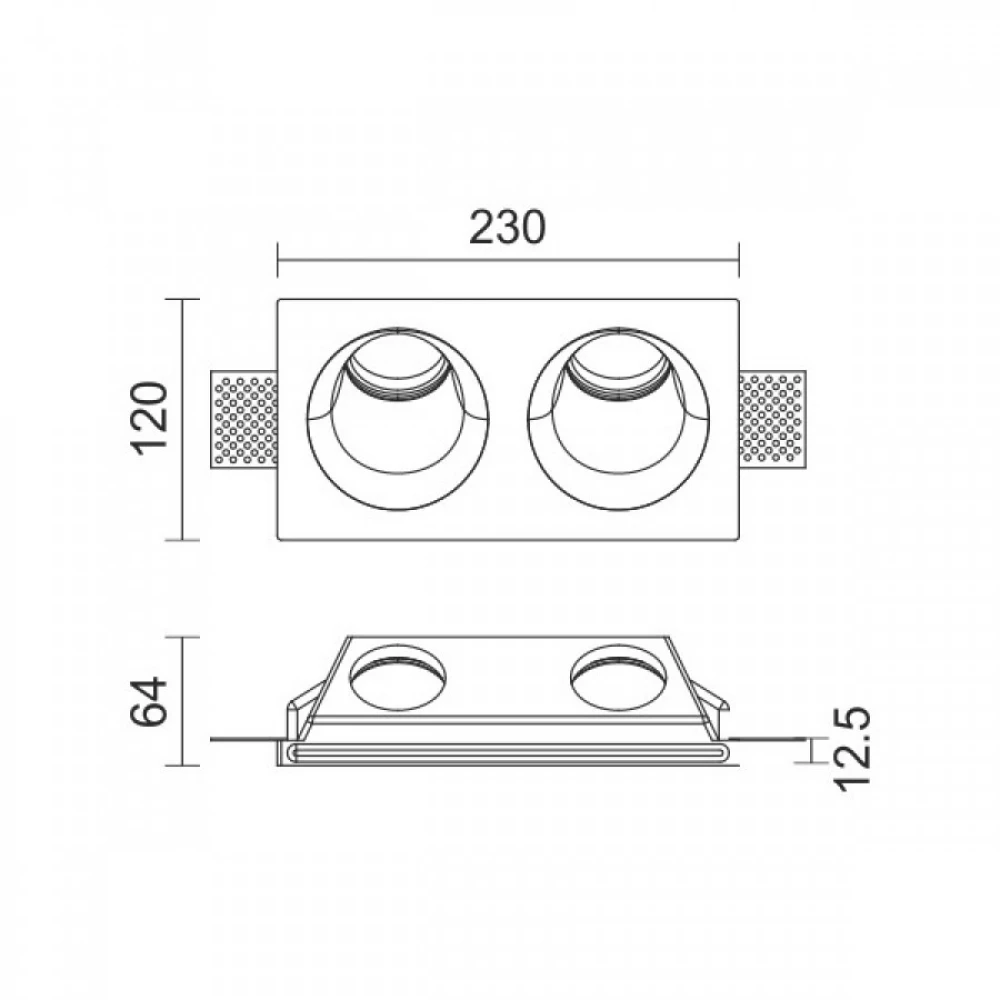 ΧΩΝΕΥΤΟ ΓΥΨΙΝΟ ΟΡΟΦΗΣ 2x GU10 max 10W - Spotlight