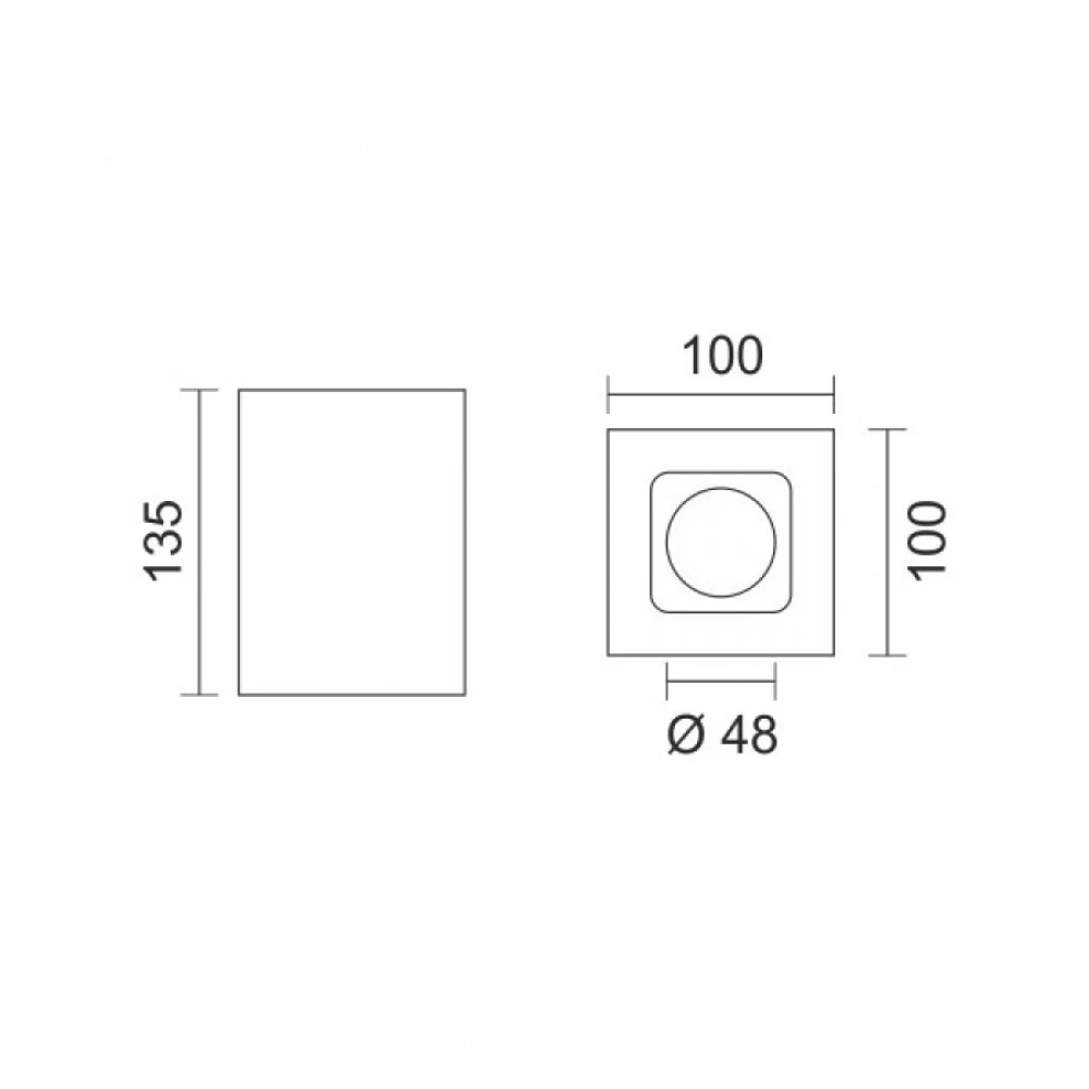 Σποτ Γύψινο Οροφής Τετράγωνο 1xGU10 10W - Spotlight