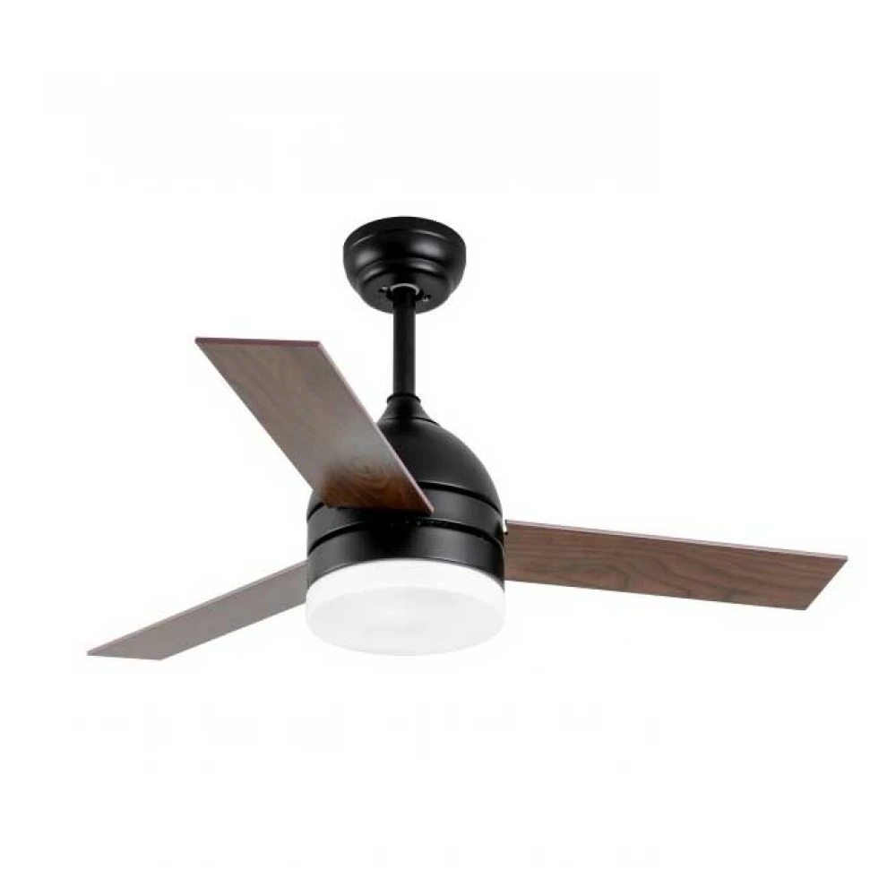Ανεμιστήρας Οροφής Με Τρία Ξύλινα Πτερύγια Σε Λευκό Και Μαύρο Χρώμα - LED 24W Spotlight