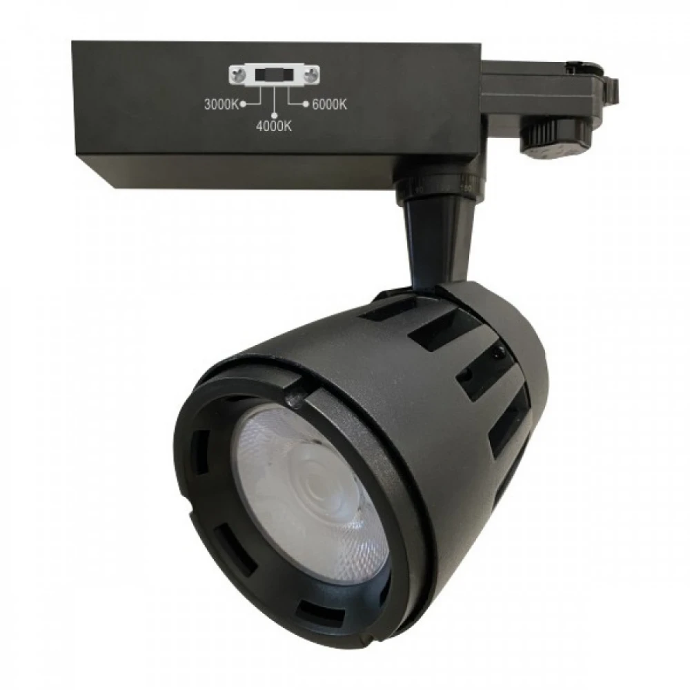 ΣΠΟΤ ΡΑΓΑΣ 3 ΦΑΣΕΙΣ LED CCT 20W 3000K | 4000K | 6000K ΜΑΥΡΟ Spotlight