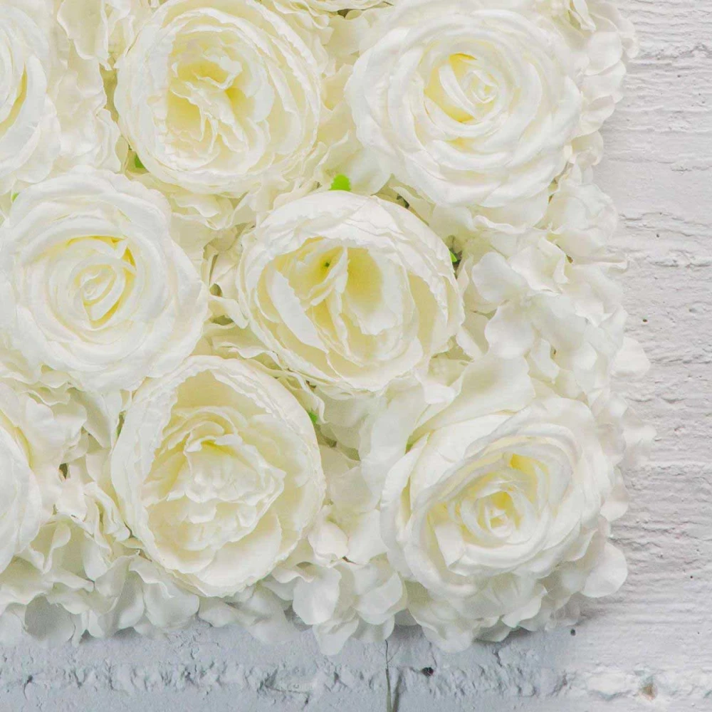 Τεχνητή Φυλλωσιά Ορτανσία με Τριαντάφυλλο και Παιώνια Λευκή 50Χ50 εκ