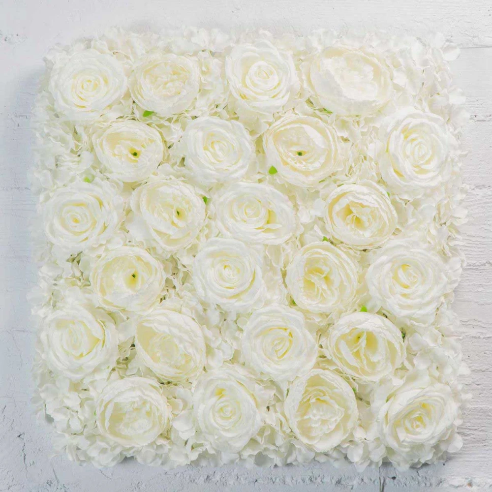 Τεχνητή Φυλλωσιά Ορτανσία με Τριαντάφυλλο και Παιώνια Λευκή 50Χ50 εκ