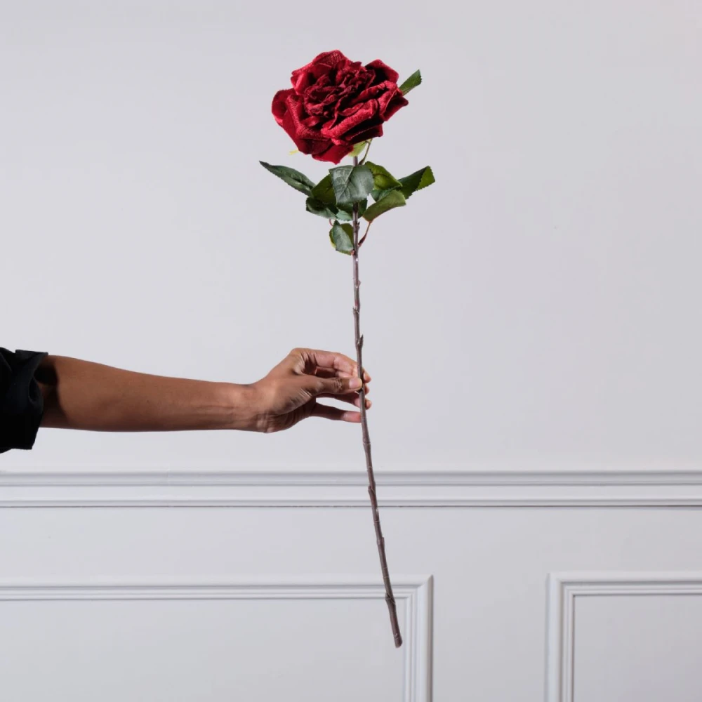 Τεχνητό Κλωνάρι Τριαντάφυλλο Βελούδο Κόκκινο 63 εκ.