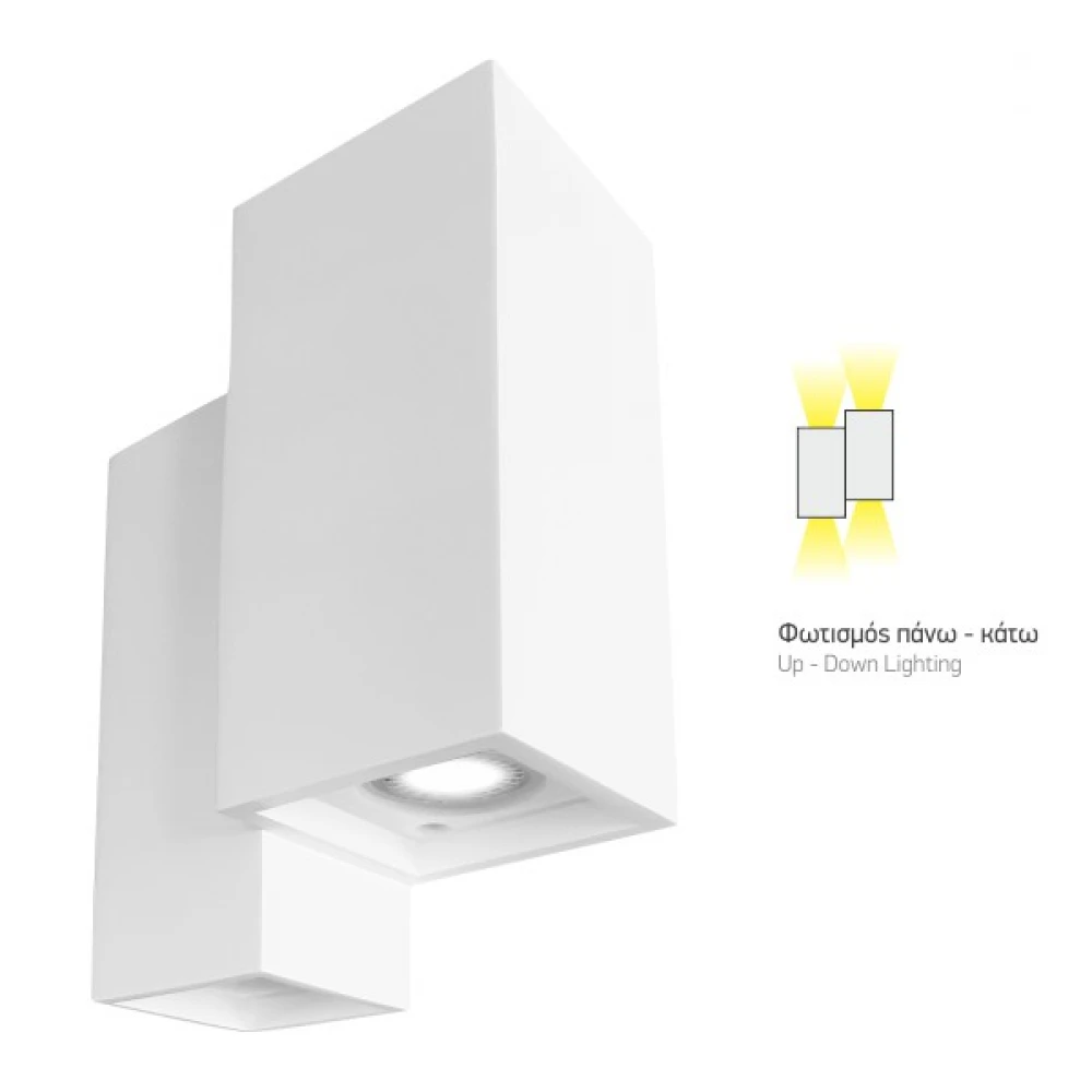 Γύψινο Φωτιστικό Τοίχου Τετράγωνο Up-Down 4 x GU10 7W SpotLight