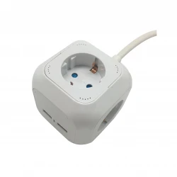 Πολύπριζος Κύβος Με 4 Πρίζες 16A Και 2 Θήρες USB 2.1A - Spotlight