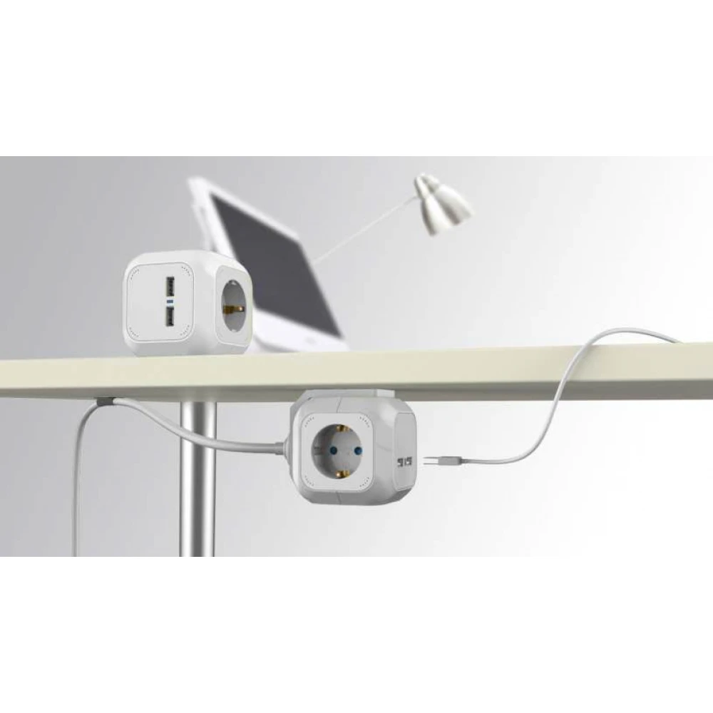 Πολύπριζος Κύβος Με 4 Πρίζες 16A Και 2 Θήρες USB 2.1A - Spotlight