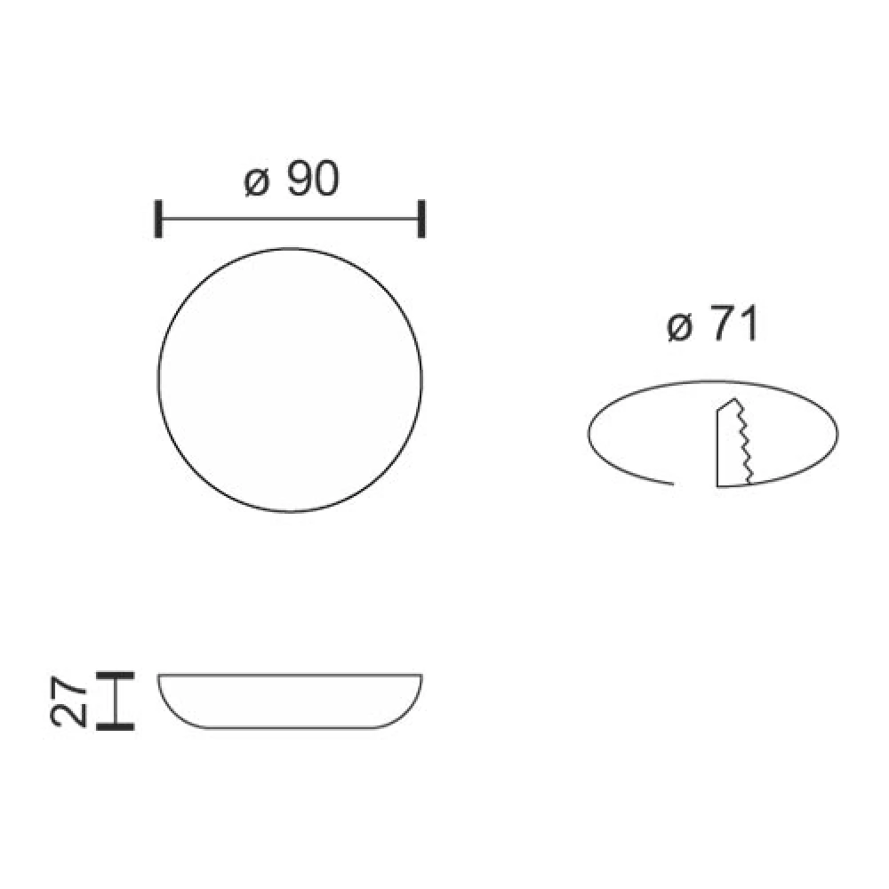 Στρογγυλό LED Panel Οροφής Frameless Λευκό Σώμα - 9W IP44 180 Μοίρες 6000K - SpotLight
