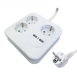 Πολύπριζο 4 Θέσεων Και 2 Θήρες USB, Λευκό - Spotlight