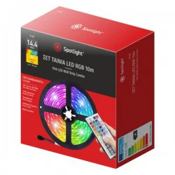 LED Ταινία 14.4W Αδιάβροχη 12V IP65 RGB Με Control - 10 Μέτρα Σε Blister Spotlight