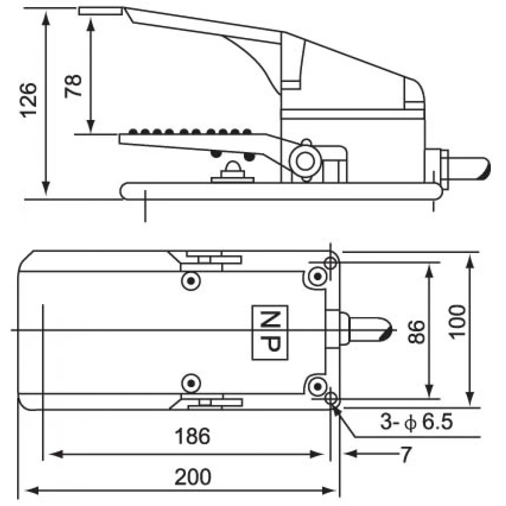 Ποδοδιακόπτης Μεταλλικός 15A SFMP-1 (CFS-302) CNTD - Top Electronic