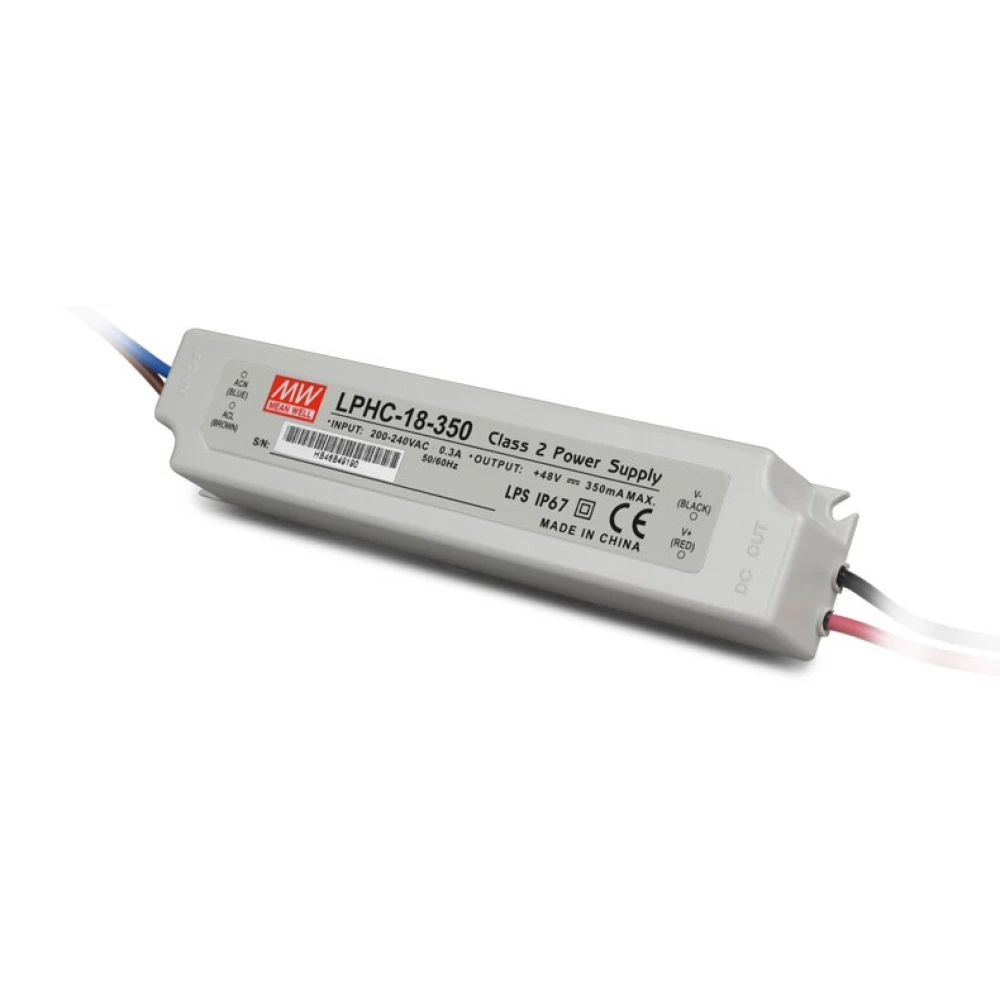 Αδιάβροχο Τροφοδοτικό LED 18W 6-48V 350mA IP67 LPHC18-350 - MEAN WELL
