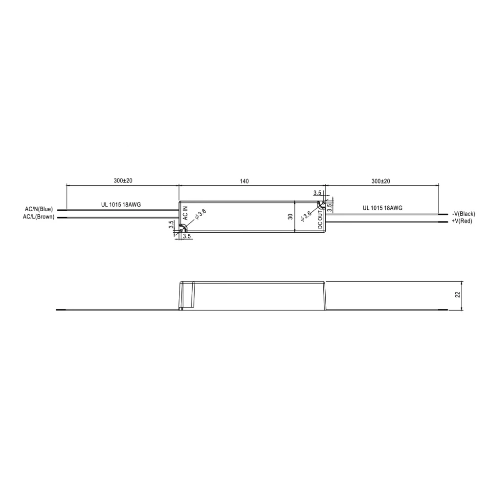 Αδιάβροχο Τροφοδοτικό LED 18W 6-48V 350mA IP67 LPHC18-350 - MEAN WELL