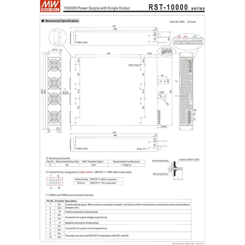 ΤΡΟΦΟΔΟΤΙΚΟ 9600W/24V/400A PFC 3Φ RST-10000-24 MEAN WELL