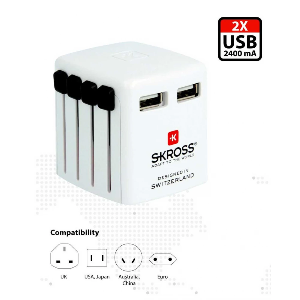 ADAPTOR UNIVERSAL Σε 2 USB 2400mA - World Usb Charger - SKROSS