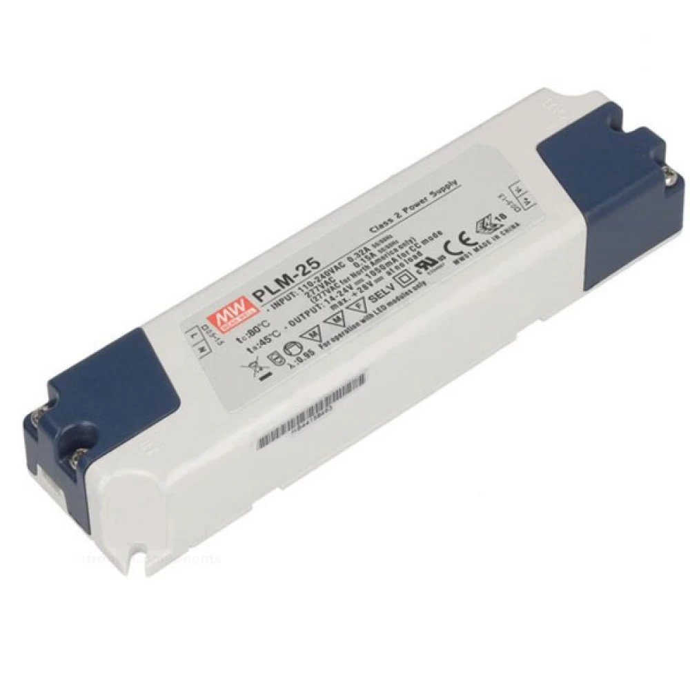 ΤΡΟΦΟΔΟΤΙΚΟ LED 25W/14-24V/1050mA IP30 PLM25E-1050 MEAN WELL