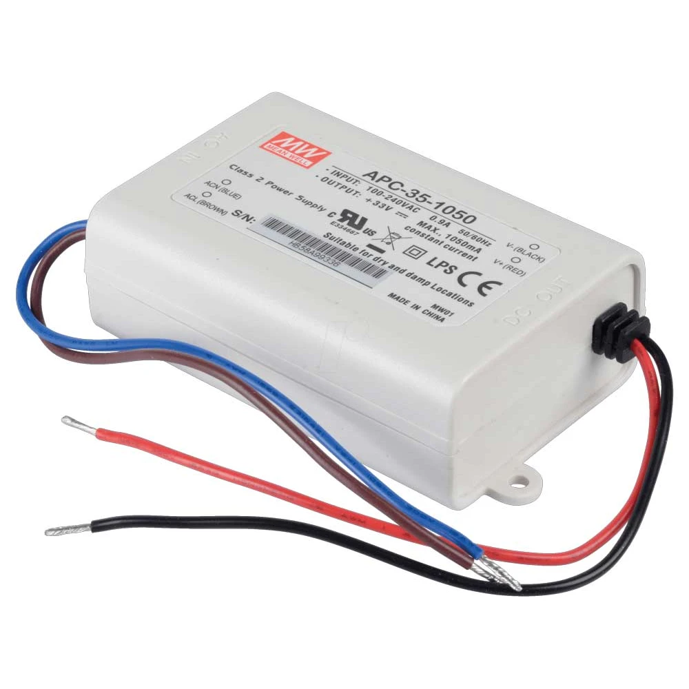 ΤΡΟΦΟΔΟΤΙΚΟ LED 35W/11-33V/1.05A IP42 APC35-1050 MEAN WELL
