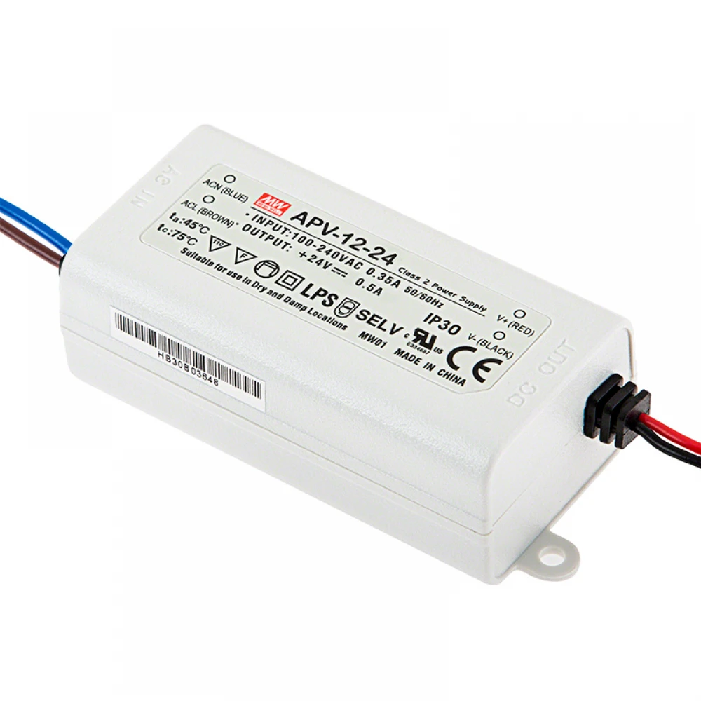 ΤΡΟΦΟΔΟΤΙΚΟ LED 12W/24V/0.5A IP42 APV12-24 MEAN WELL