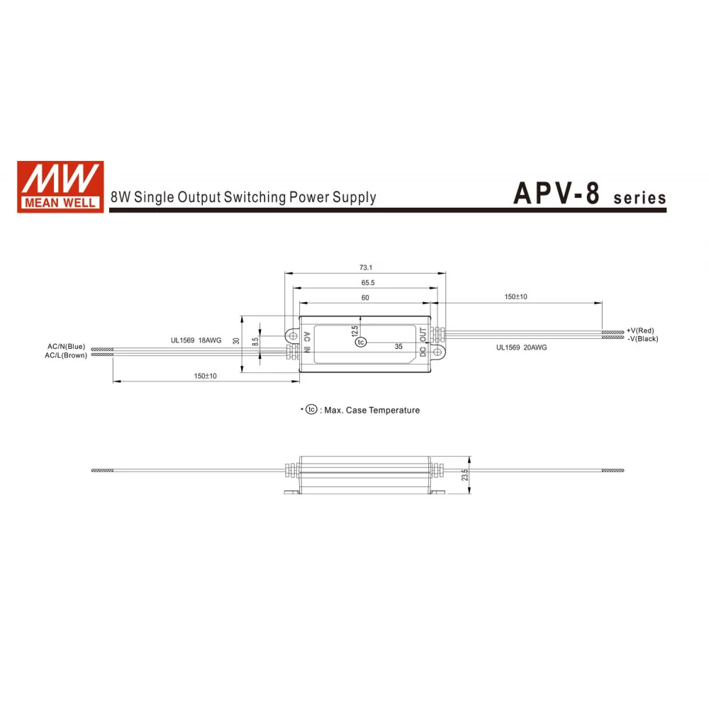 ΤΡΟΦΟΔΟΤΙΚΟ LED 8W/24V/0.34A IP42 APV8-24 MEAN WELL