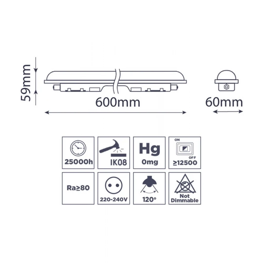 ΦΩΤΙΣΤΙΚΟ LED ΓΡΑΜΜΙΚΟ 600mm 18W 1980LM 4000K IP65 WELLMAX