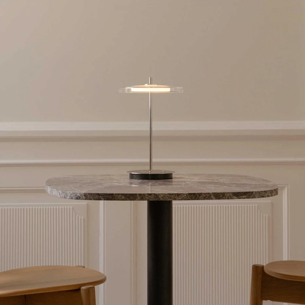 LED Πορτατίφ Μπαταρίας Επαναφορτιζόμενο Asteria Glass Move - Polished steel - by UMAGE