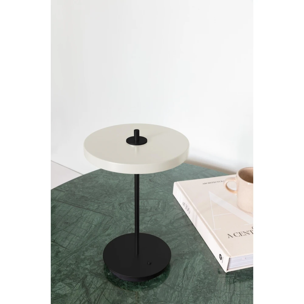 LED Πορτατίφ Asteria Table Pearl White/Black Stem 13W Φ31cm Dimmable by UMAGE