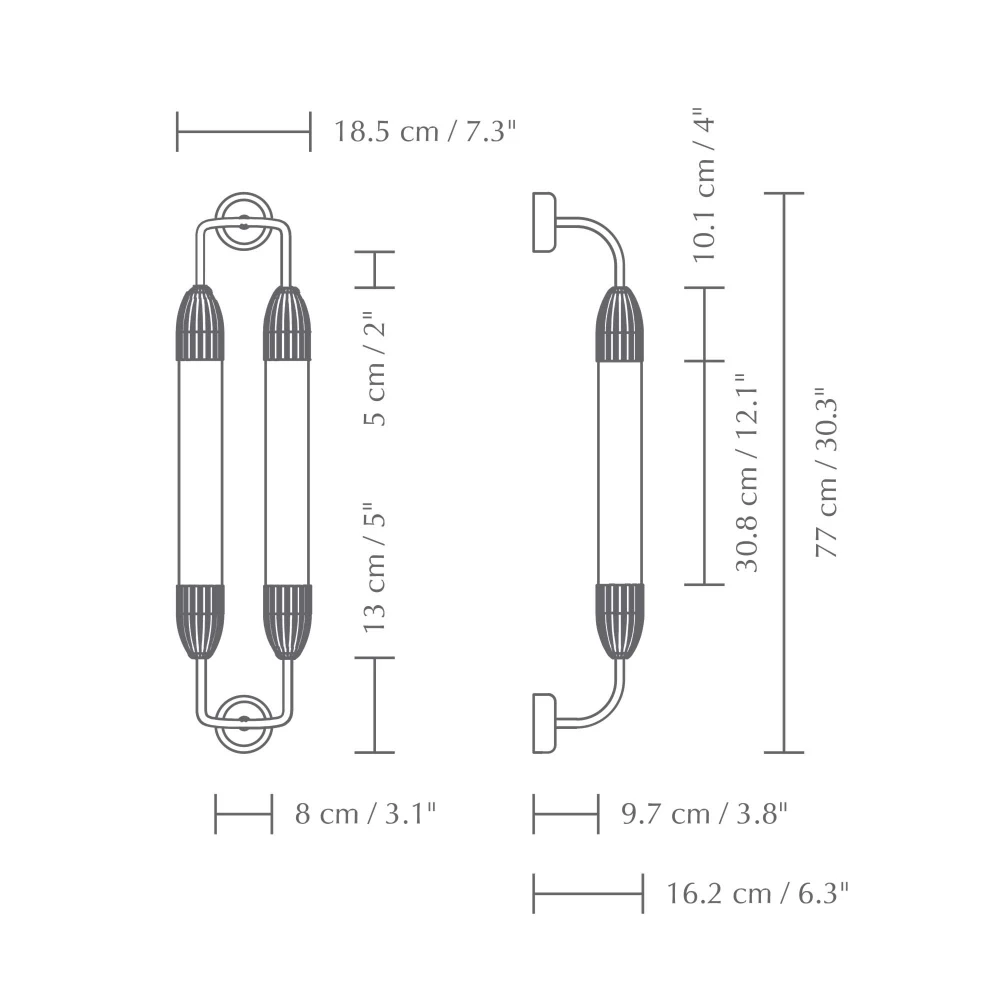 Φωτιστικό Τοίχου 2xGU10 Lemon Squeeze short double - Polished steel - by UMAGE