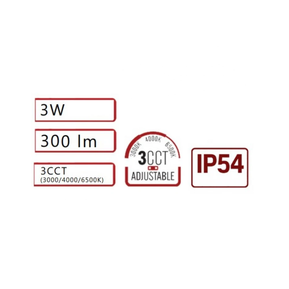 SPOT ΧΩΝΕΥΤΟ LED Φ3,5 3W 270lm 38° 3CCT 3000K-4000K-6000K ΠΛΑΣΤΙΚΟ ΛΕΥΚΟ/ΑΣΗΜΙ/ΜΑΥΡΟ/ΧΡΥΣΟ UNIVERSE