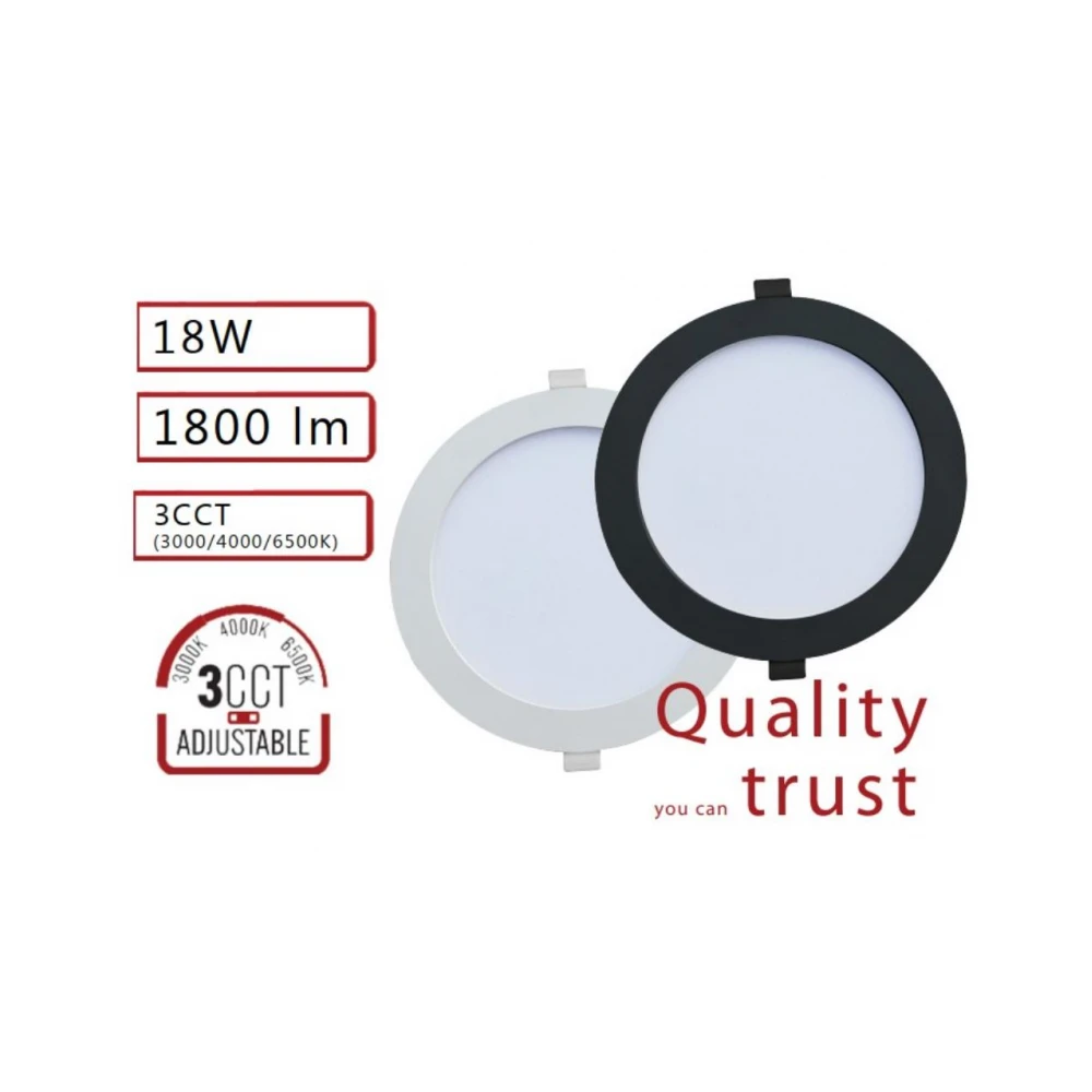 ΦΩΤΙΣΤΙΚΟ LED SLIM ΧΩΝΕΥΤΟ Φ224 18W 3000K-4000K-6000K 1820lm 120° AC85-265V ΑΛΟΥΜΙΝΙΟΥ ΛΕΥΚΟ UNIVERSE