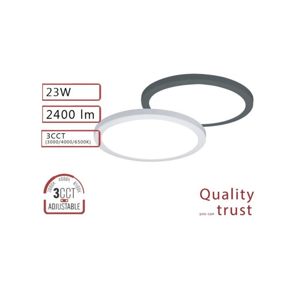 ΦΩΤΙΣΤΙΚΟ LED SLIM ΕΞΩΤΕΡΙΚΟ Φ300 23W 3000-4000-6000K 2380lm 120° AC85-265V ΑΛΟΥΜΙΝΙΟΥ ΛΕΥΚΟ UNIVERSE