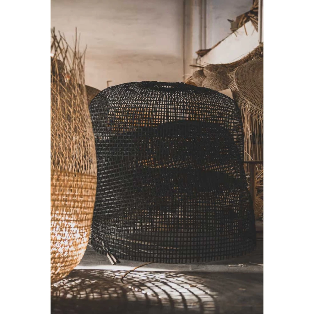 Κρεμαστό Φωτιστικό Μονόφωτο Από Bamboo Σκούρο Φ80cm 1xE27 - Doppio Grid Dark - Ay illuminate