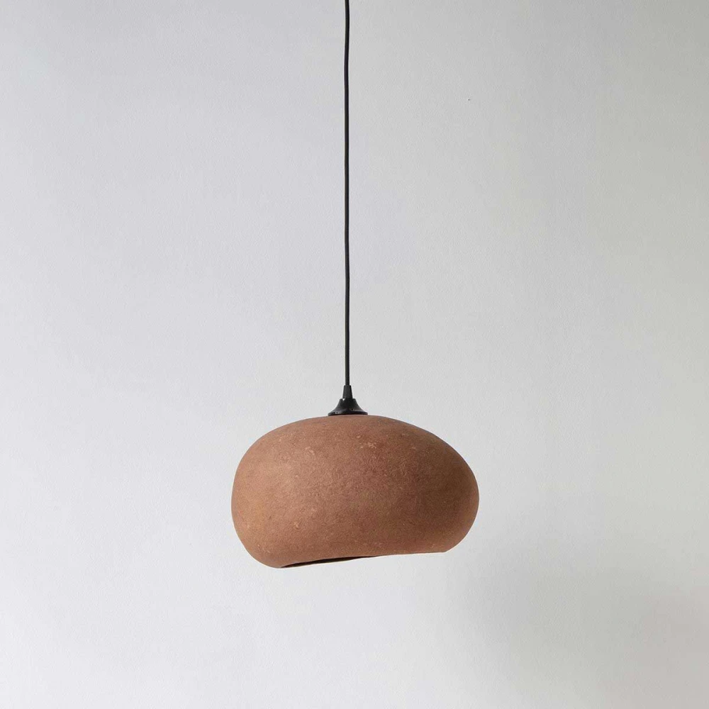 Κρεμαστό Φωτιστικό Μονόφωτο Από Ανακυκλωμένο Χαρτόνι σε Terracotta Χρώμα PEBBLE Medium - Ay illuminate