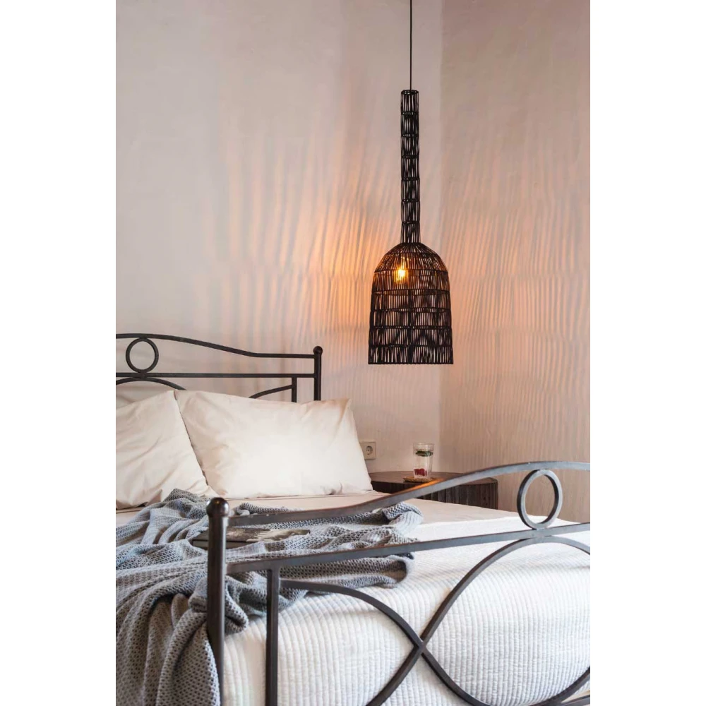 Κρεμαστό Φωτιστικό Μονόφωτο Από Rattan Σε Μαύρο Χρώμα D35cm Umut 2 - Ay illuminate