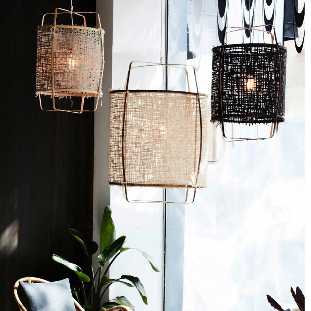 Κρεμαστό Φωτιστικό Μονόφωτο Από Bamboo Και Χαρτί Handmade Φ67cm 1xE27 - Z1 black - paper natural cover - Ay illuminate