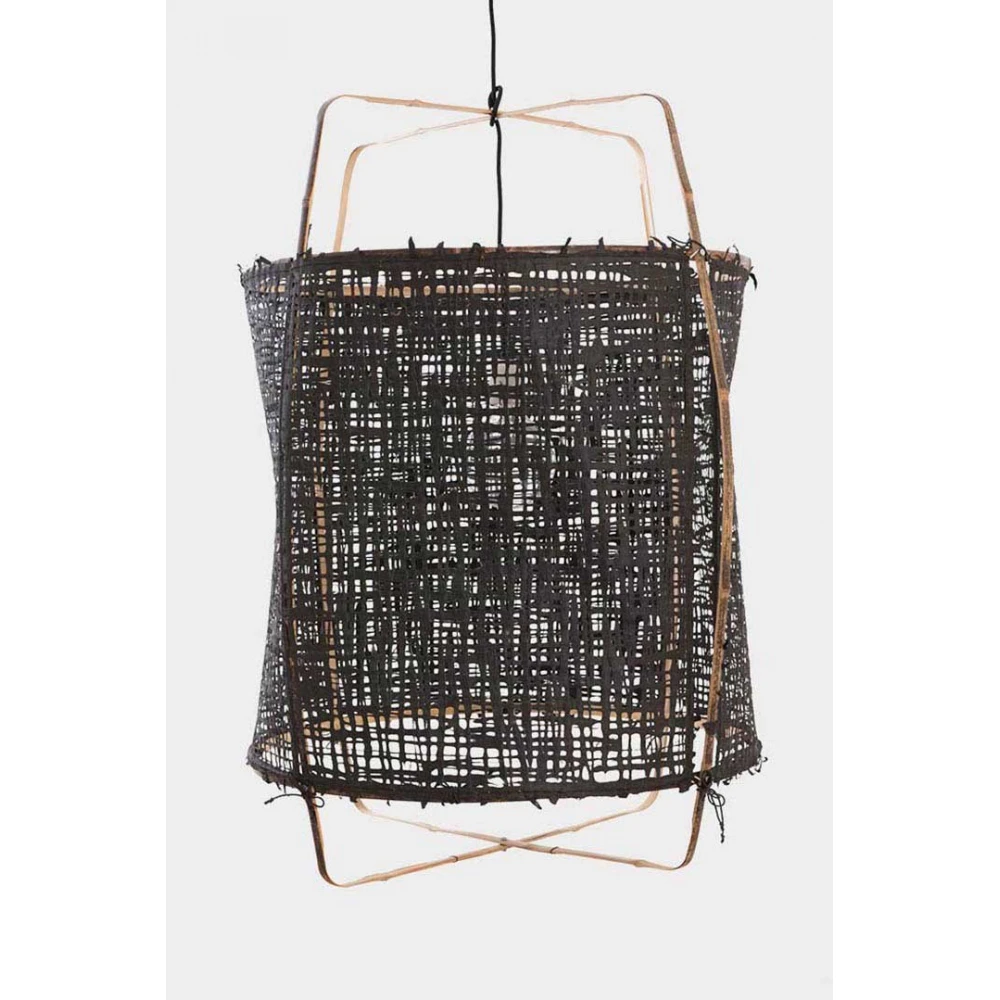 Κρεμαστό Φωτιστικό Μονόφωτο Από Bamboo Και Χαρτί Handmade Φ67cm 1xE27 - Z1 black - paper black cover - Ay illuminate