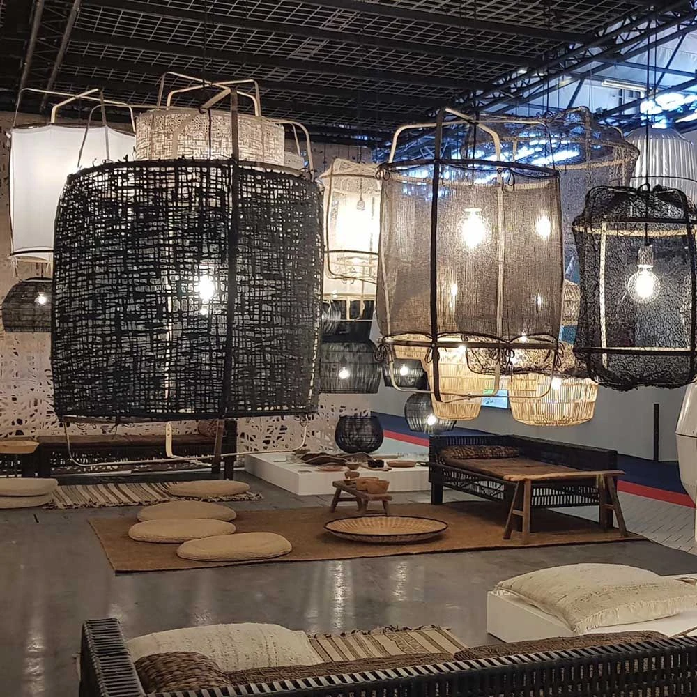 Κρεμαστό Φωτιστικό Μονόφωτο Από Bamboo Και Χαρτί Handmade Φ67cm 1xE27 - Z1 black - paper black cover - Ay illuminate