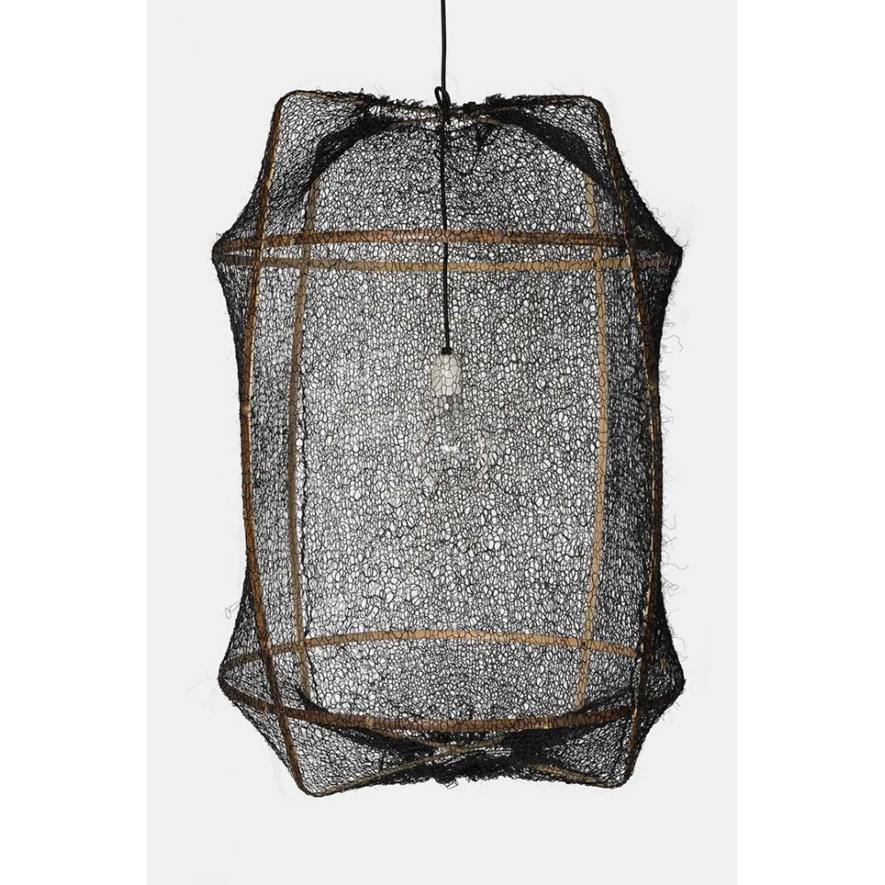 Κρεμαστό Φωτιστικό Μονόφωτο Από Bamboo Και Σιζάλ Handmade Φ67cm 1xE27 - Z1 black sisal net black - Ay illuminate